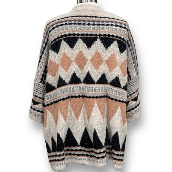 RAJ L.A Women’s Billie Fuzzy Autumn Poncho Wrap Bohemian Ruana in Mocha Multi - Picture 4 of 11